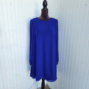 Vince Camuto Womens Dress Deep Purple Chiffon Shift Sheer Split Sleeve Sz 10